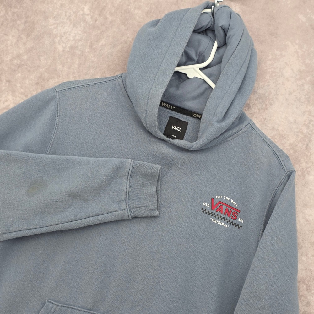 Vans Off The Wall Old Skl Original Hoodie Blue Mens Large Graphic Sweatshirt Y2K